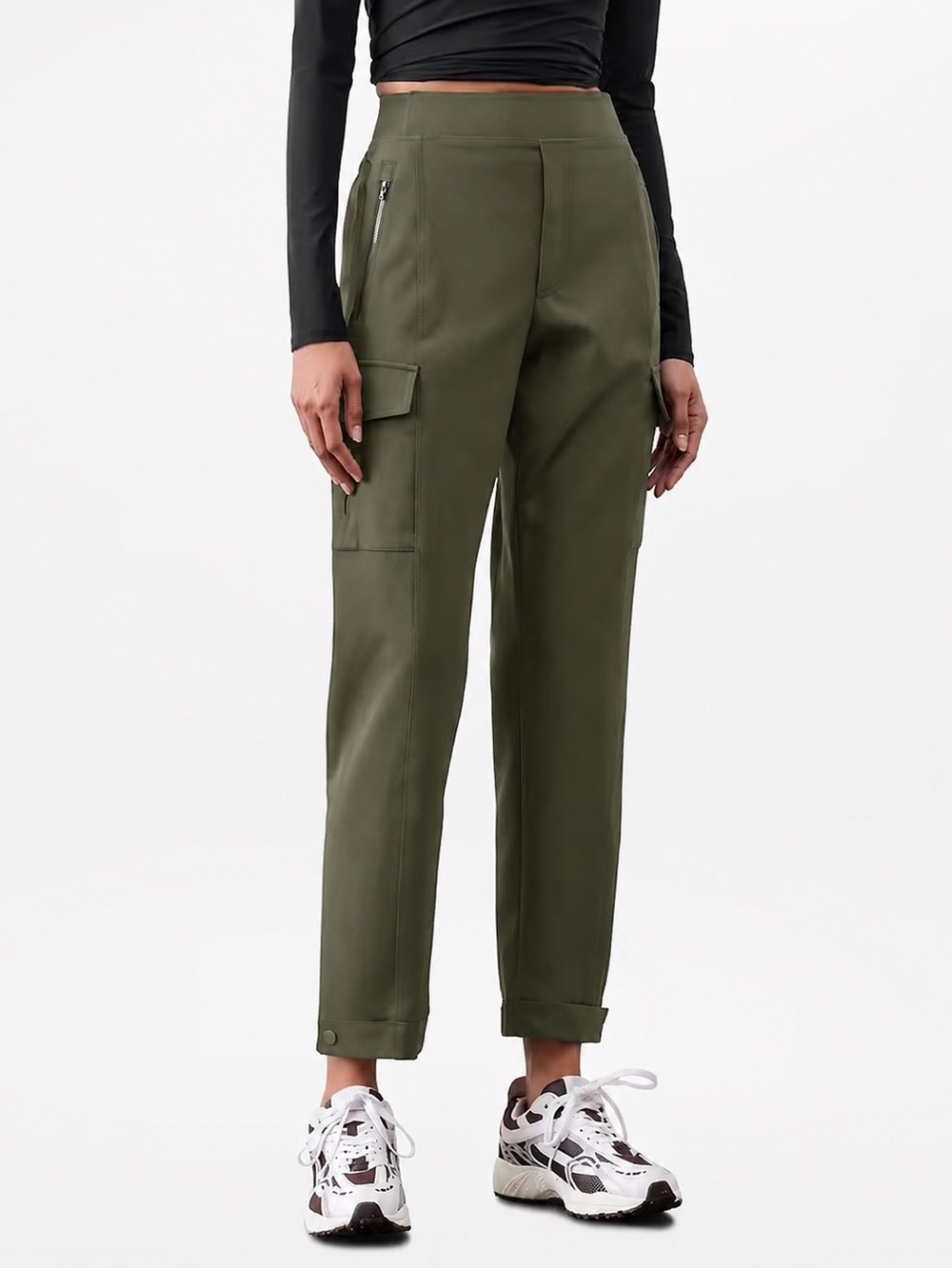 Athleta Endless High Rise Cargo Pant 12P Olive PrimaStretch Travel